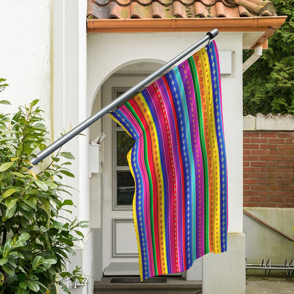 Colorful Mexican Serape Pattern Print Polyester Flag