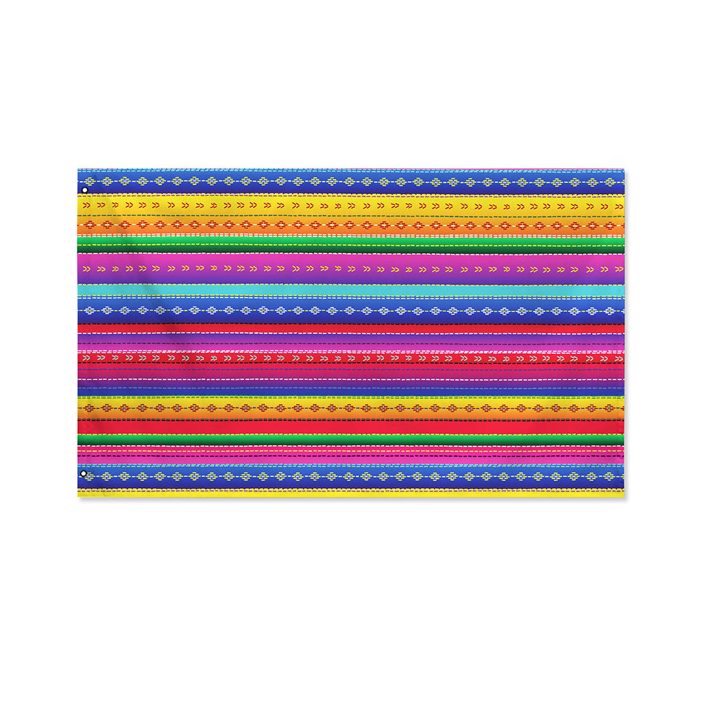 Colorful Mexican Serape Pattern Print Polyester Flag