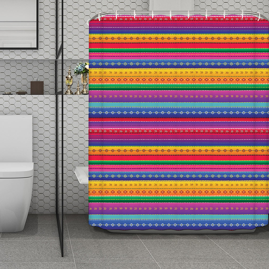 Colorful Mexican Serape Pattern Print Polyester Shower Curtain