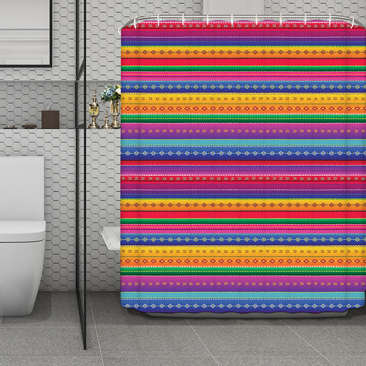 Colorful Mexican Serape Pattern Print Polyester Shower Curtain