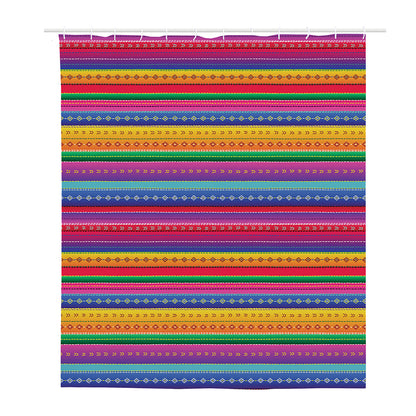 Colorful Mexican Serape Pattern Print Polyester Shower Curtain