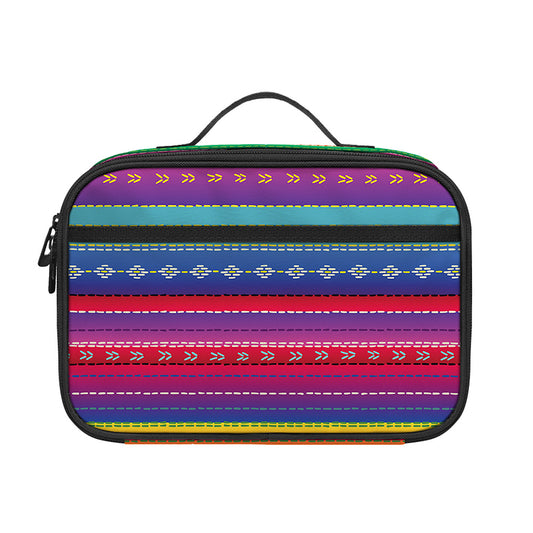 Colorful Mexican Serape Pattern Print Portable Lunch Bag