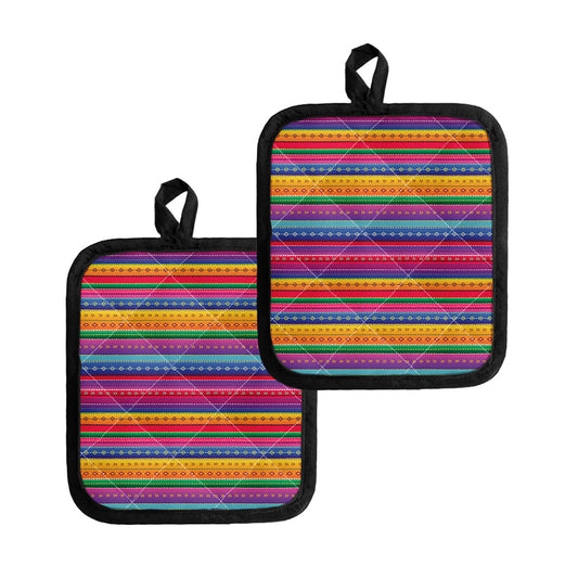 Colorful Mexican Serape Pattern Print Pot Holders