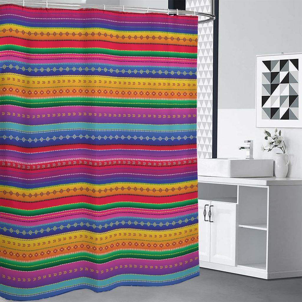 Colorful Mexican Serape Pattern Print Premium Shower Curtain