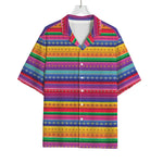 Colorful Mexican Serape Pattern Print Rayon Hawaiian Shirt