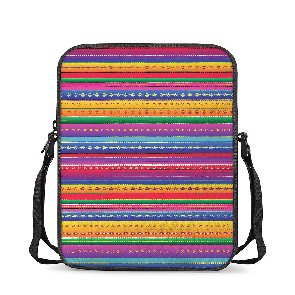 Colorful Mexican Serape Pattern Print Rectangular Crossbody Bag