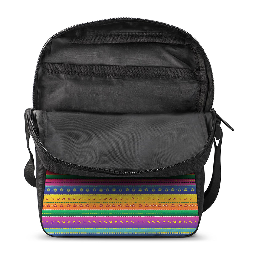 Colorful Mexican Serape Pattern Print Rectangular Crossbody Bag
