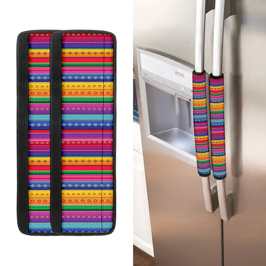 Colorful Mexican Serape Pattern Print Refrigerator Handle Covers