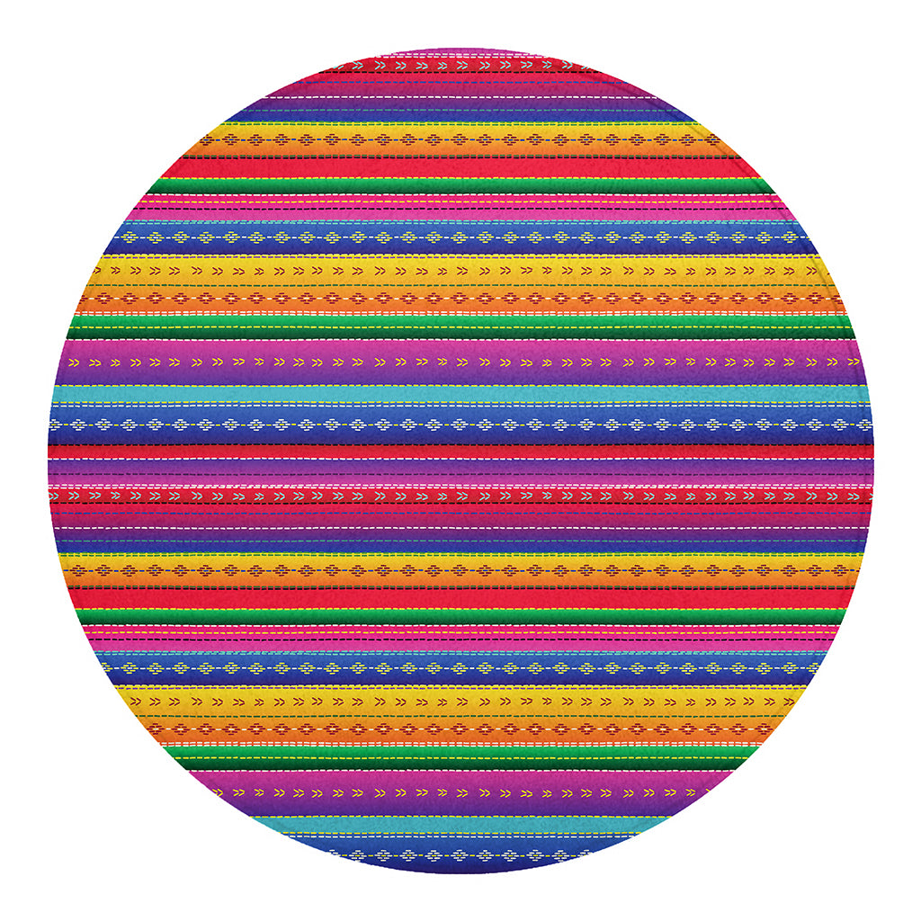 Colorful Mexican Serape Pattern Print Round Blanket