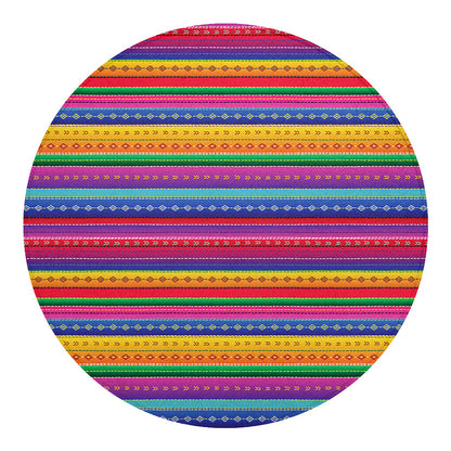 Colorful Mexican Serape Pattern Print Round Blanket