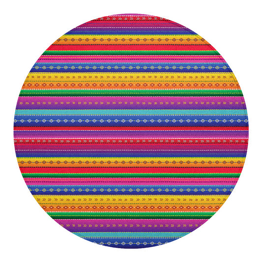 Colorful Mexican Serape Pattern Print Round Blanket