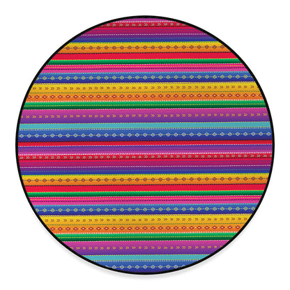 Colorful Mexican Serape Pattern Print Round Floor Mat