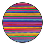 Colorful Mexican Serape Pattern Print Round Floor Mat
