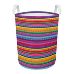 Colorful Mexican Serape Pattern Print Round Laundry Basket
