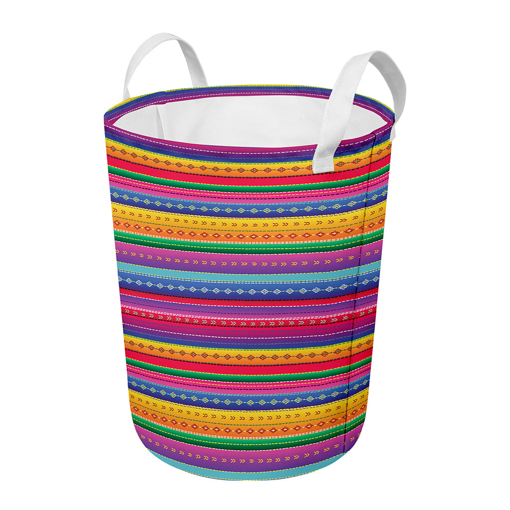 Colorful Mexican Serape Pattern Print Round Laundry Basket