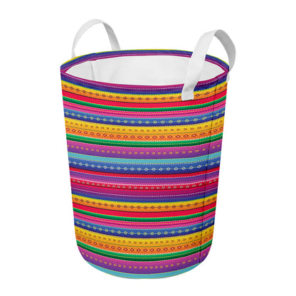 Colorful Mexican Serape Pattern Print Round Laundry Basket