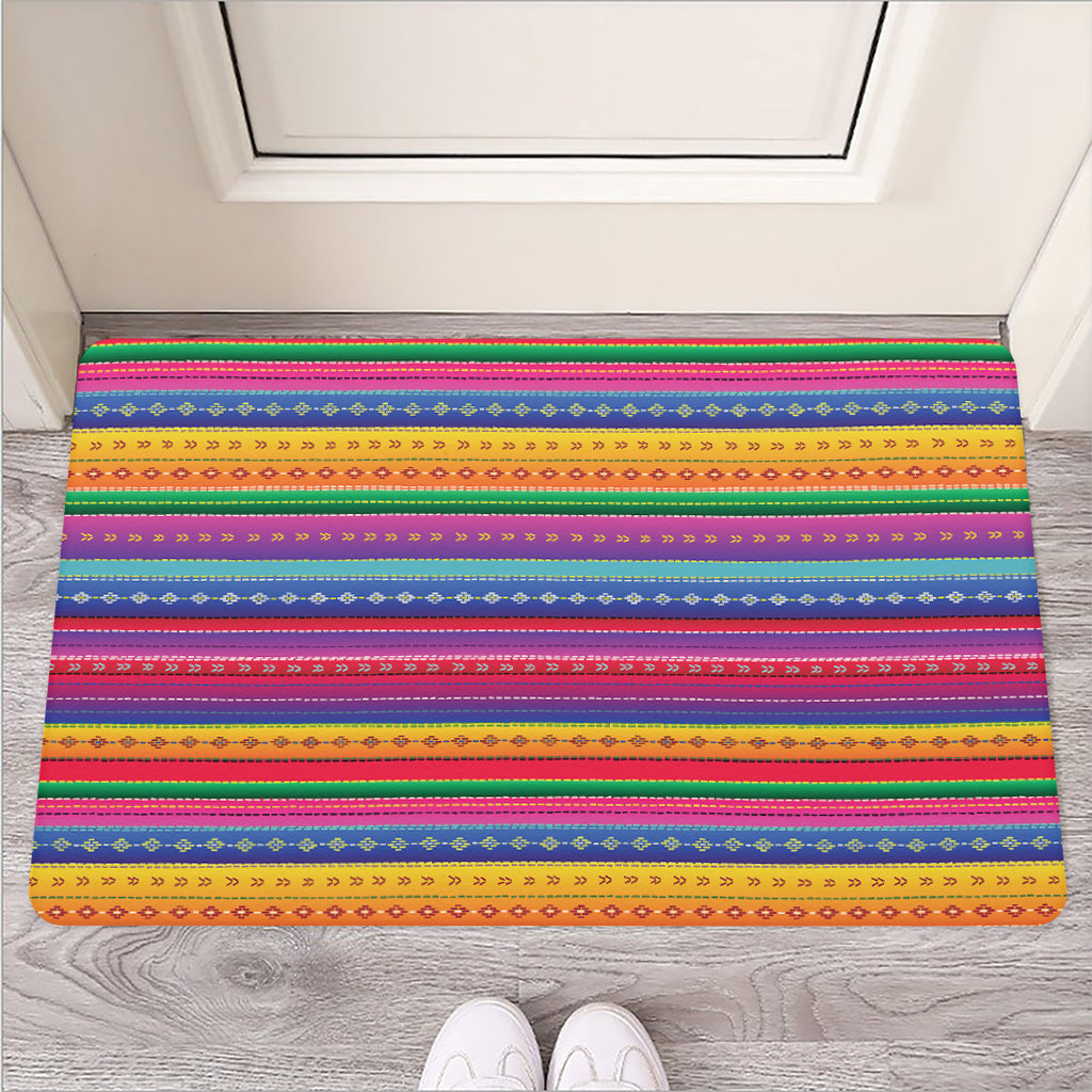 Colorful Mexican Serape Pattern Print Rubber Doormat