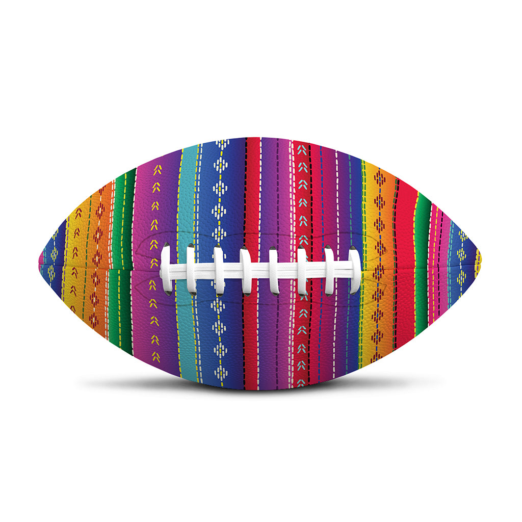 Colorful Mexican Serape Pattern Print Rugby Ball