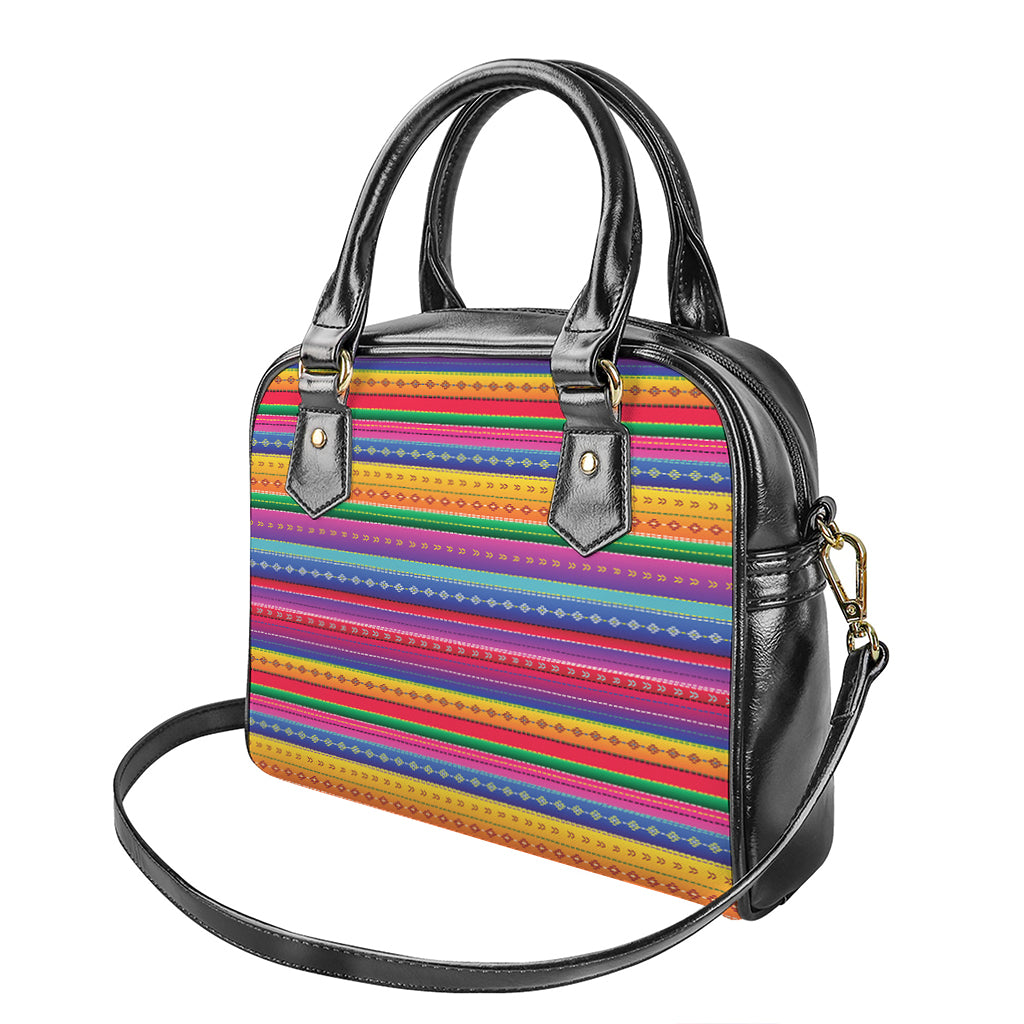 Colorful Mexican Serape Pattern Print Shoulder Handbag