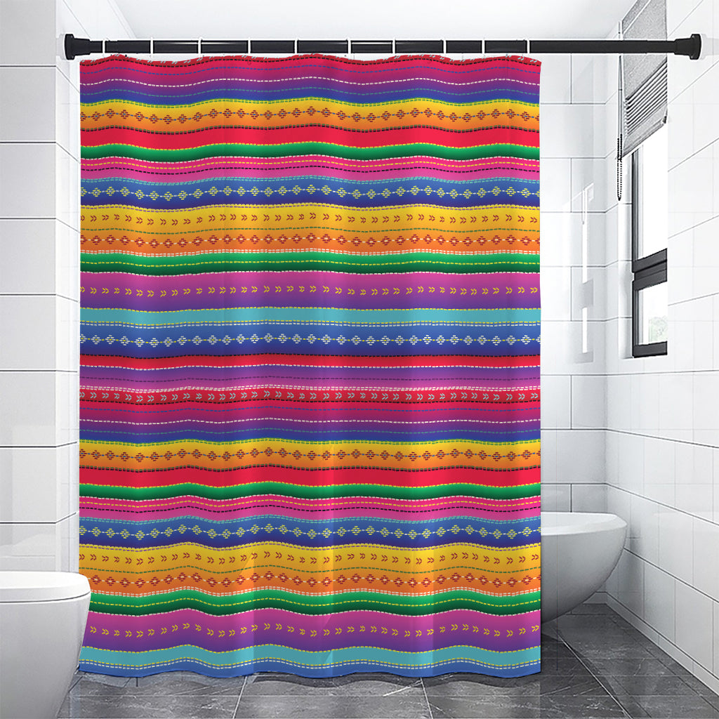 Colorful Mexican Serape Pattern Print Shower Curtain