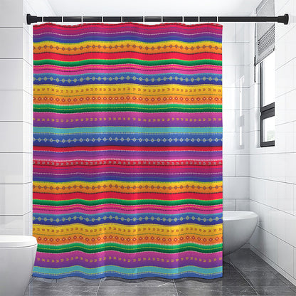 Colorful Mexican Serape Pattern Print Shower Curtain
