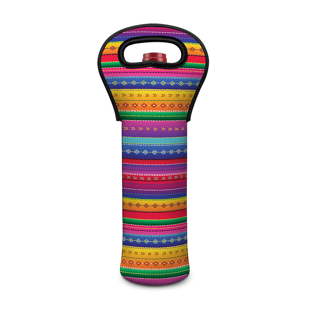 Colorful Mexican Serape Pattern Print Single Neoprene Wine Tote