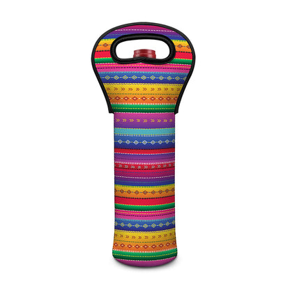 Colorful Mexican Serape Pattern Print Single Neoprene Wine Tote