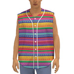 Colorful Mexican Serape Pattern Print Sleeveless Baseball Jersey