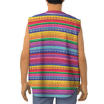 Colorful Mexican Serape Pattern Print Sleeveless Baseball Jersey