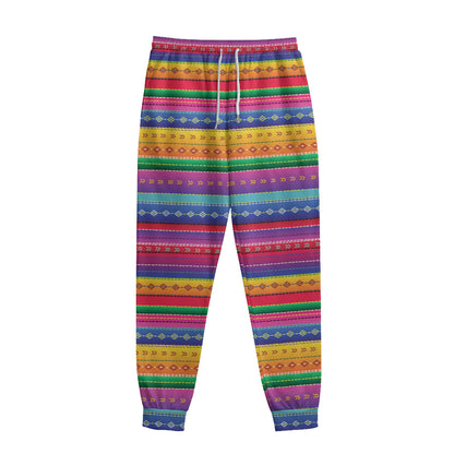 Colorful Mexican Serape Pattern Print Sweatpants