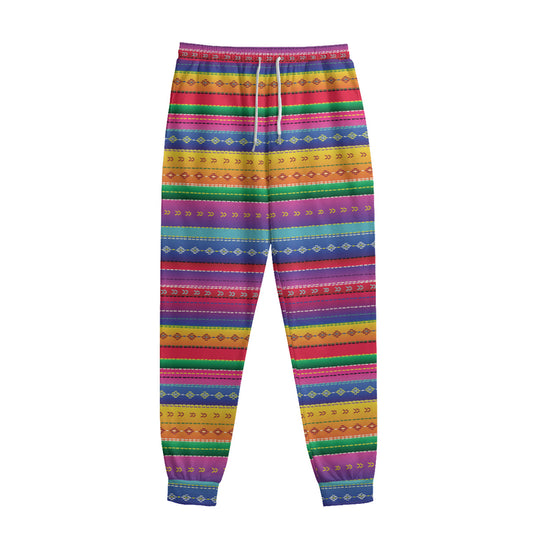 Colorful Mexican Serape Pattern Print Sweatpants