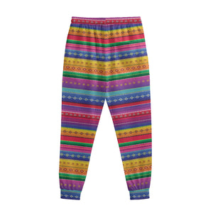 Colorful Mexican Serape Pattern Print Sweatpants