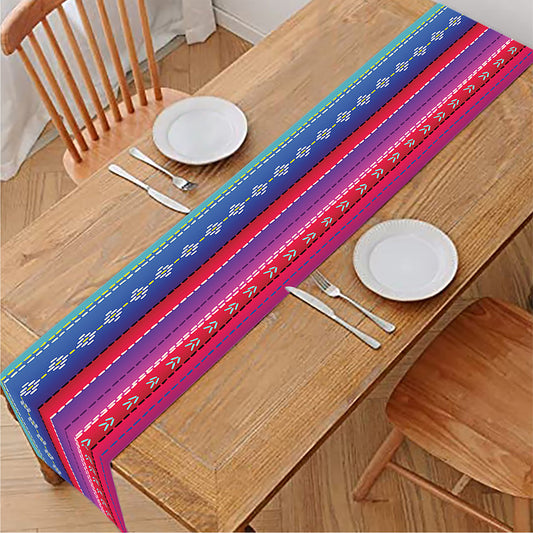 Colorful Mexican Serape Pattern Print Table Runner
