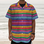 Colorful Mexican Serape Pattern Print Textured Short Sleeve Shirt
