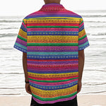 Colorful Mexican Serape Pattern Print Textured Short Sleeve Shirt