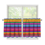 Colorful Mexican Serape Pattern Print Tier Curtains