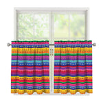 Colorful Mexican Serape Pattern Print Tier Curtains