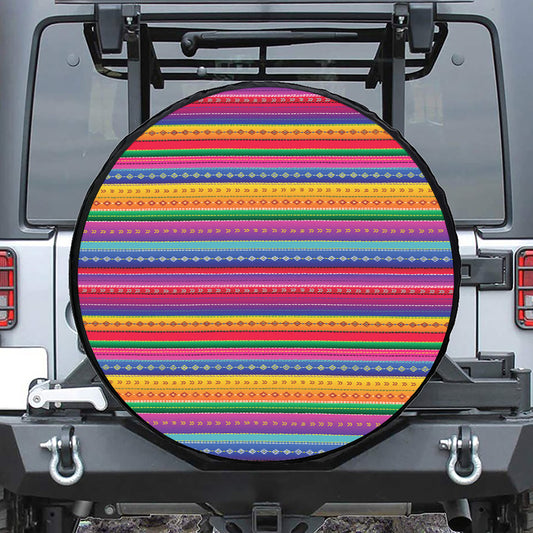 Colorful Mexican Serape Pattern Print Tire Cover