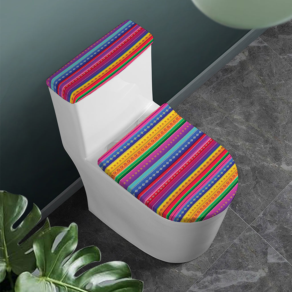 Colorful Mexican Serape Pattern Print Toilet Lid And Tank Cover Set