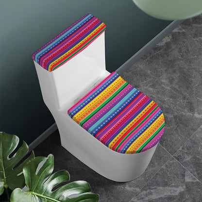Colorful Mexican Serape Pattern Print Toilet Lid And Tank Cover Set