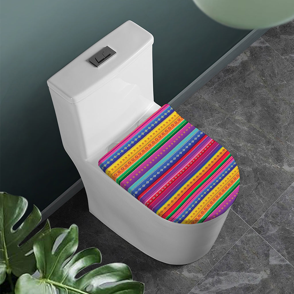 Colorful Mexican Serape Pattern Print Toilet Lid Cover