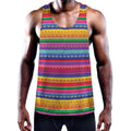 Colorful Mexican Serape Pattern Print Men's Workout Tank Top