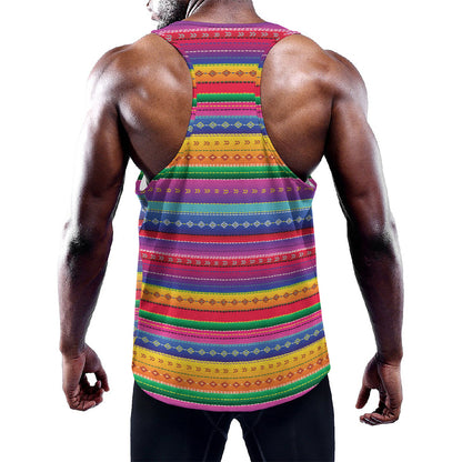 Colorful Mexican Serape Pattern Print Training Tank Top