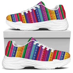 Colorful Mexican Serape Pattern Print White Chunky Shoes