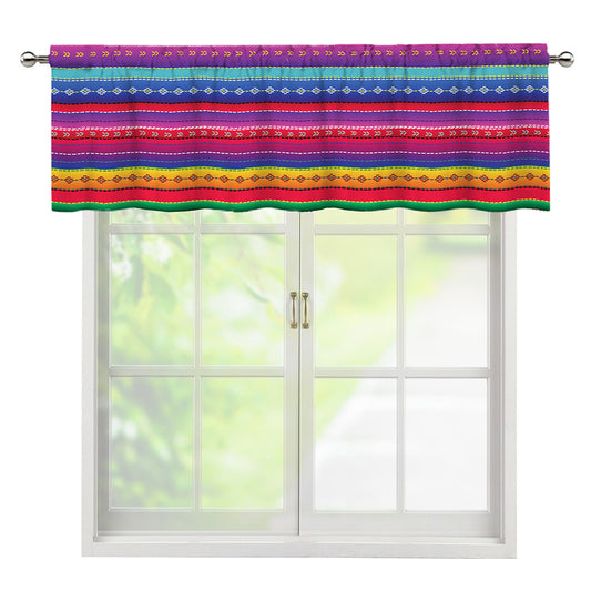 Colorful Mexican Serape Pattern Print Window Valance
