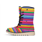 Colorful Mexican Serape Pattern Print Winter Boots