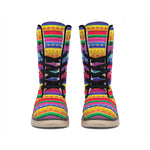 Colorful Mexican Serape Pattern Print Winter Boots