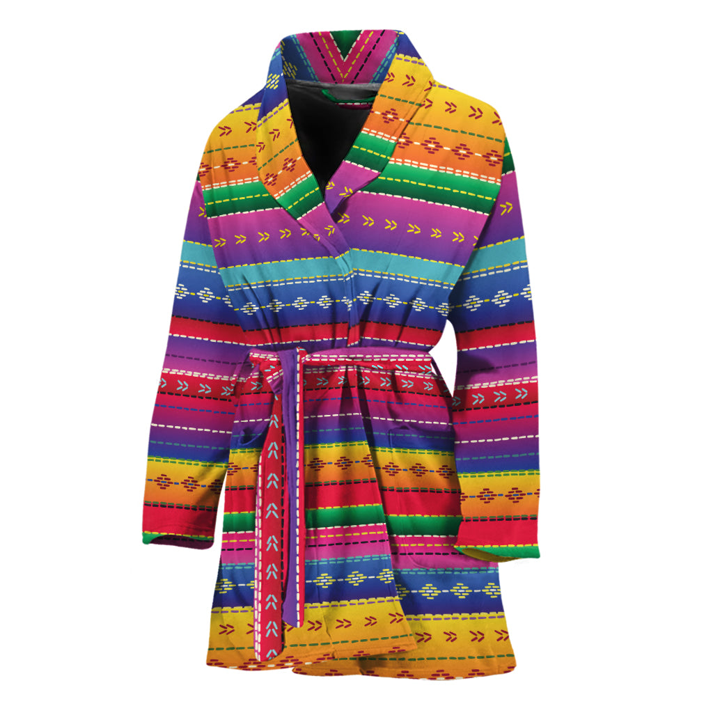 Colorful Mexican Serape Pattern Print Women's Bathrobe