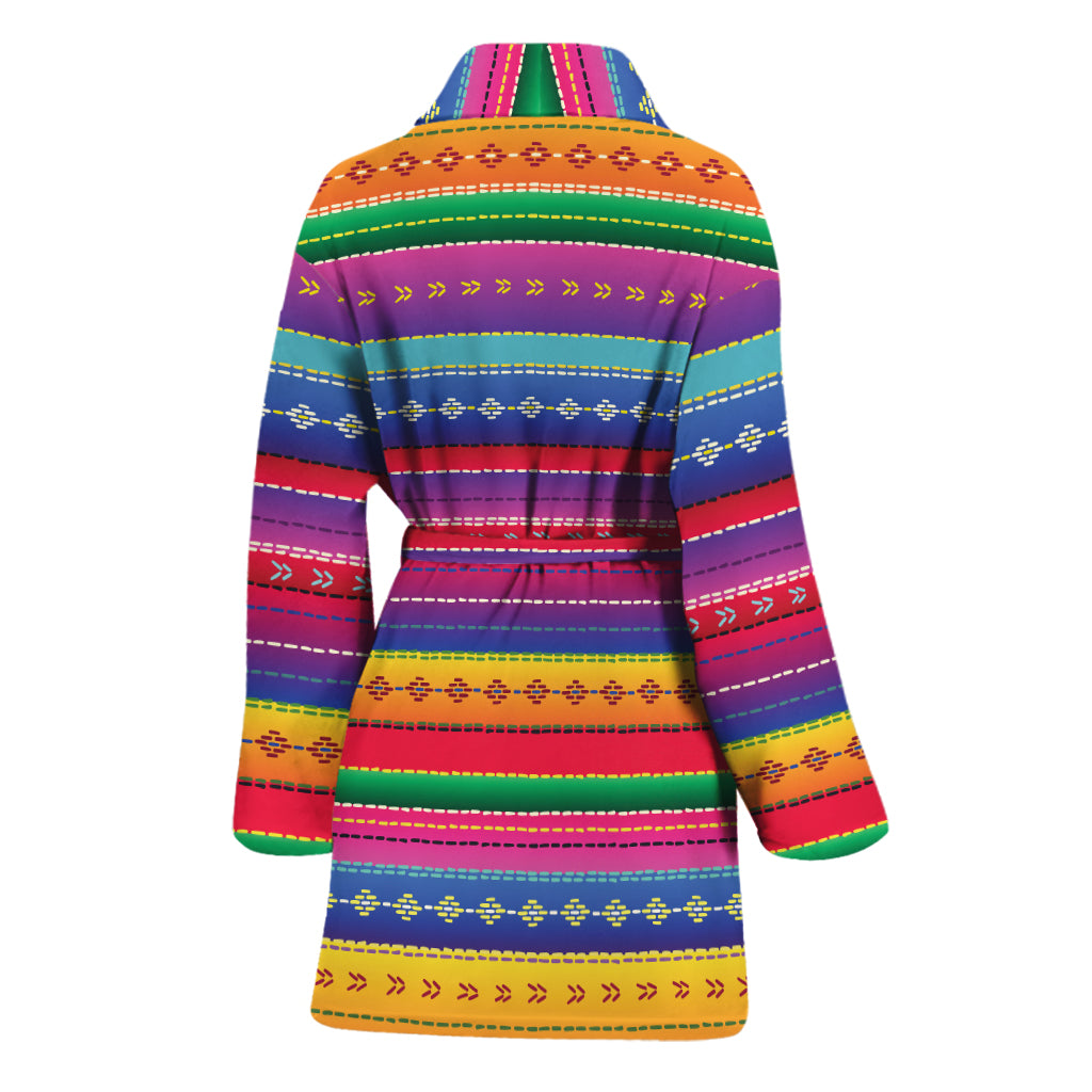 Colorful Mexican Serape Pattern Print Women's Bathrobe