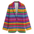 Colorful Mexican Serape Pattern Print Women's Blazer